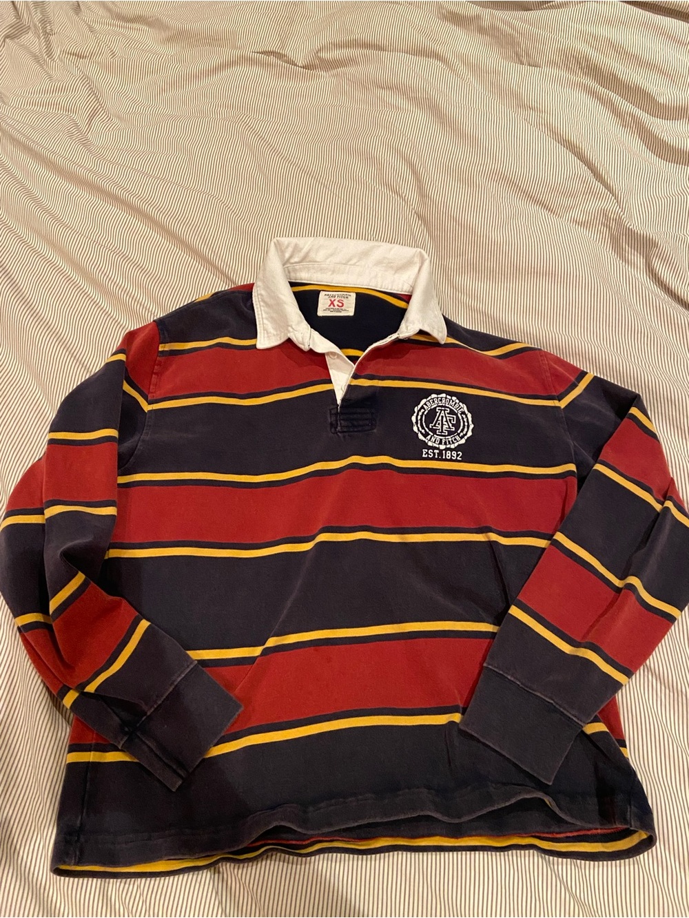 Abercrombie and Fitch men’s xs cotton rugby striped polo shirt